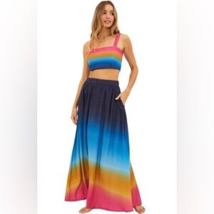 2 Pc BEACH RIOT Susan Top and Larissa Skirt Set in Ocean Sunset